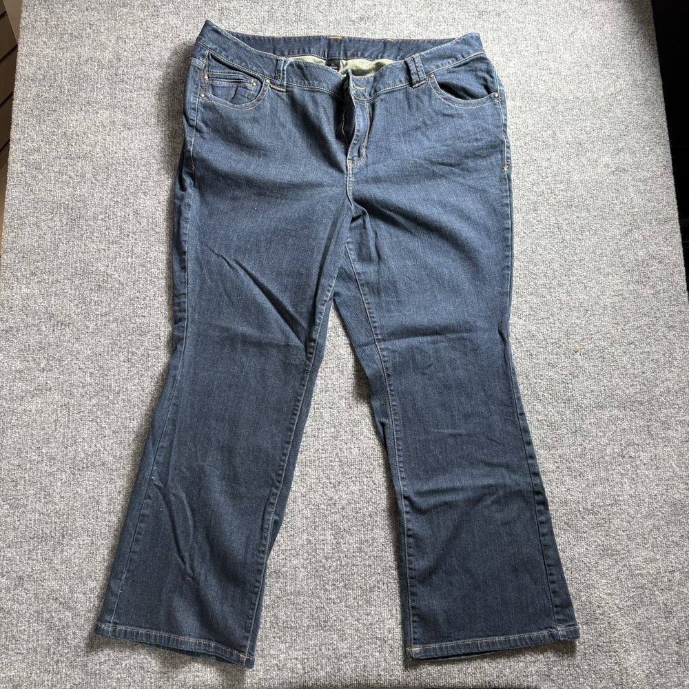 Womens Dark Wash Bootcut Jeans Mid Rise Stretch Denim Pants Sz 24